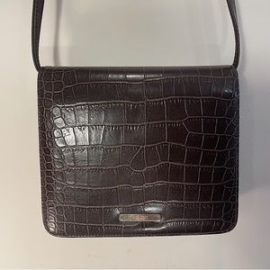 Nine West Dark Brown Faux Crocodile Cross Body Bag